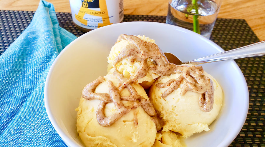 PEACH ICE CREAM WITH SMOOTH ALMOND Butter