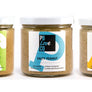 PB Love Co Threesomes three flavors jars image - Classic Crunchy, Salty Peanut, and Smooth Almond.