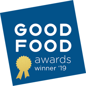 PB Love Co Salty Peanut Nut Butter named a Good Food Awards winner 2019, badge image.