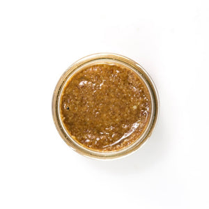 PB Love Co Cinnamon Almond Nut Butter open jar top view image.