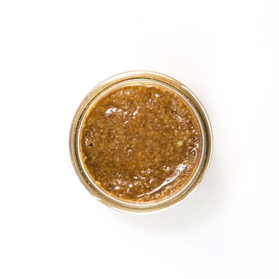 PB Love Co Cinnamon Almond Nut Butter open jar top view image.