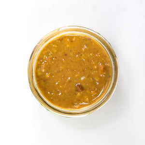 PB Love Co Classic Crunchy Nut Butter open jar top view image.